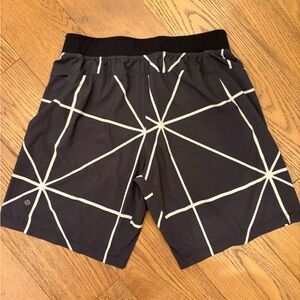 lululemon Pace Breaker Linerless 9”  Black and White Athletic Shorts